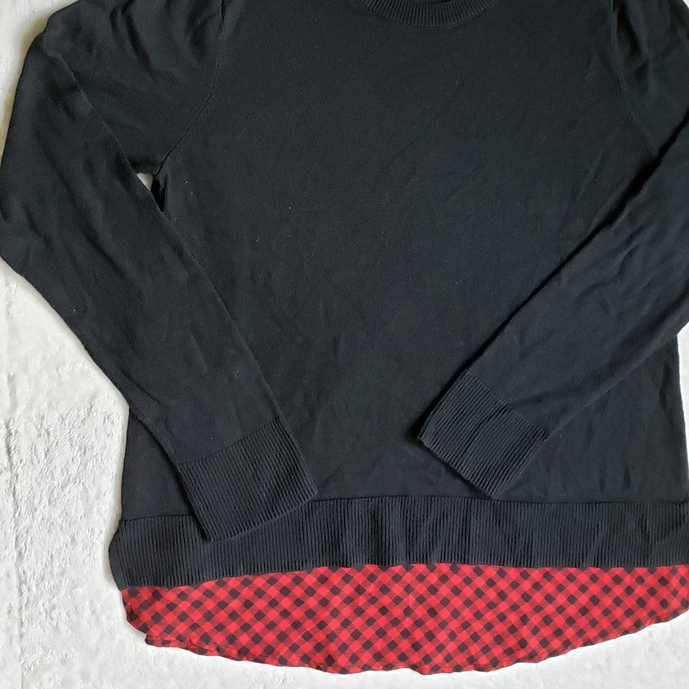 The Limited Black Sweater w/ Buffalo Plaid Layer